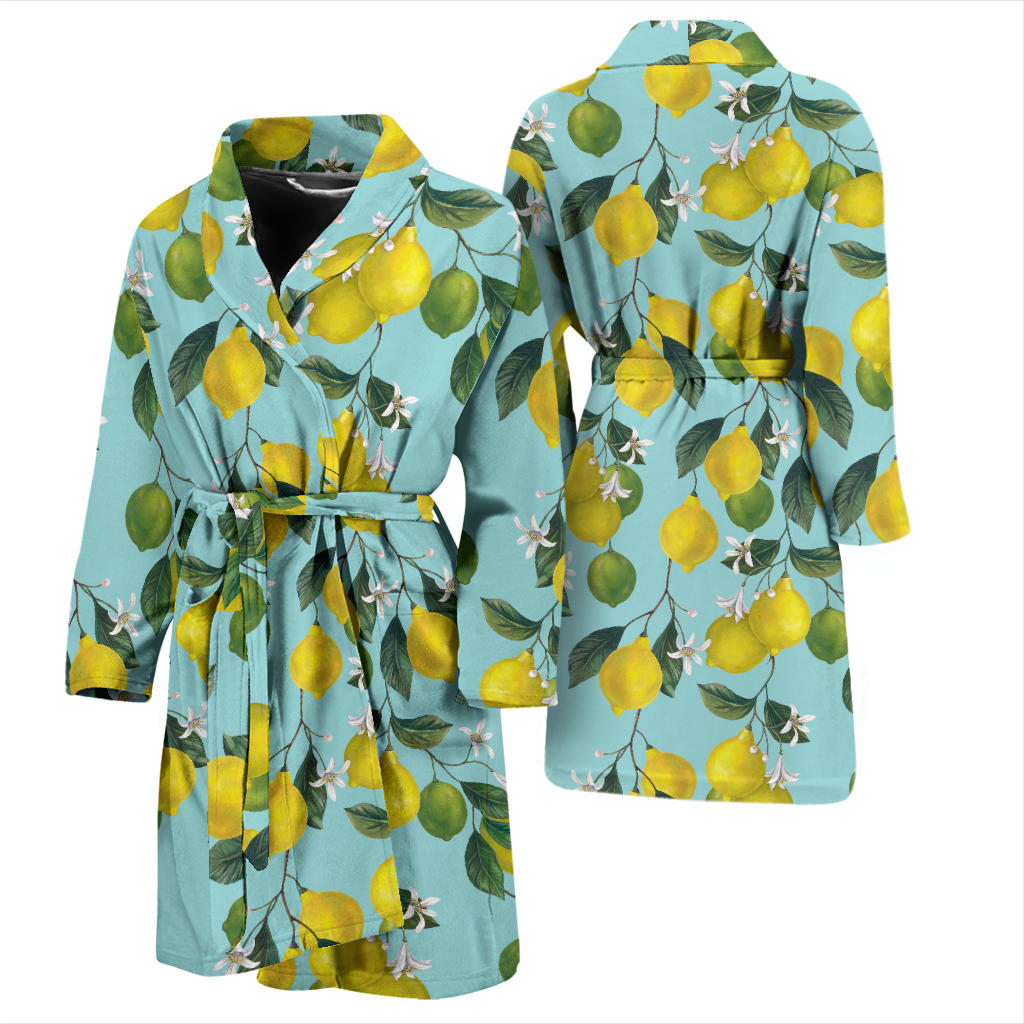 Lemon Pattern Print Design LM05 Men Bathrobe