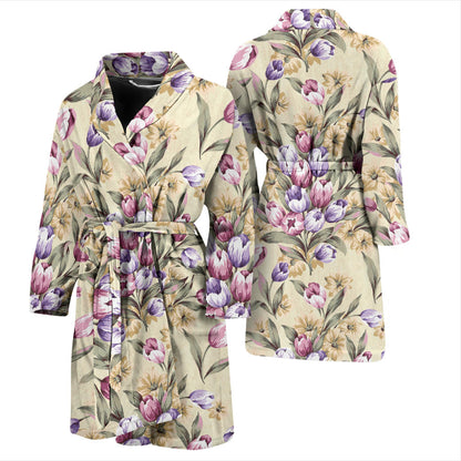 Tulip Pattern Print Design TP04 Men Bathrobe