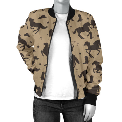 Cowboy Pattern Print Design 05 Women's Bomber Jacket