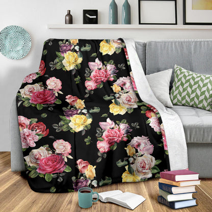 Rose Pattern Print Design RO010 Fleece Blanket