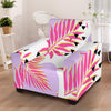 Pink Tropical Palm Leaves Armchair Slipcover