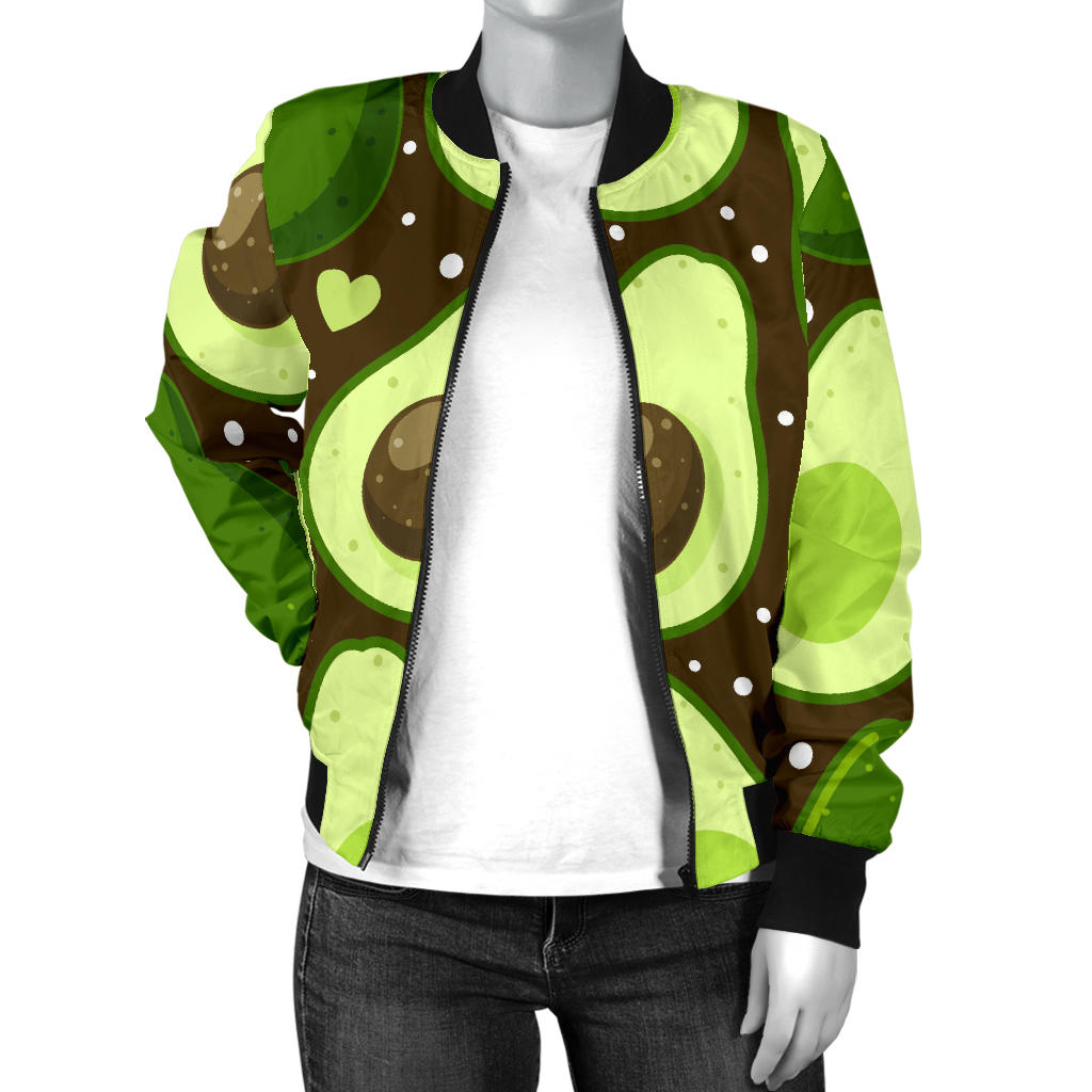 Avocado Pattern Print Design AC04 Women Bomber Jacket
