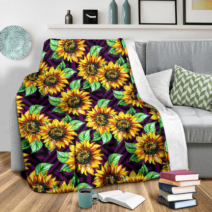 Sunflower Pattern Print Design SF012 Fleece Blanket