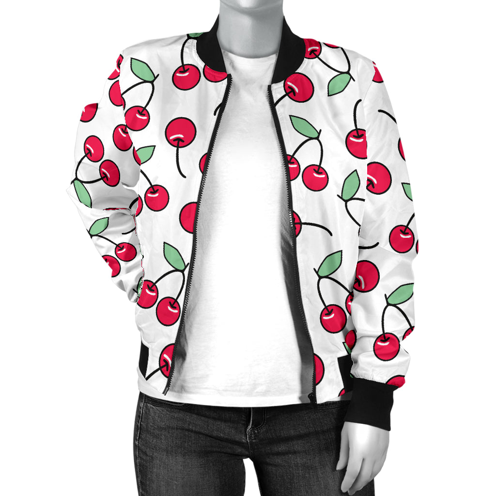 Cherry Pattern Print Design 03 Women's Bomber Jacket