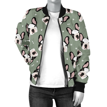 Boston Terrier Pattern Print Design 05 Women's Bomber Jacket