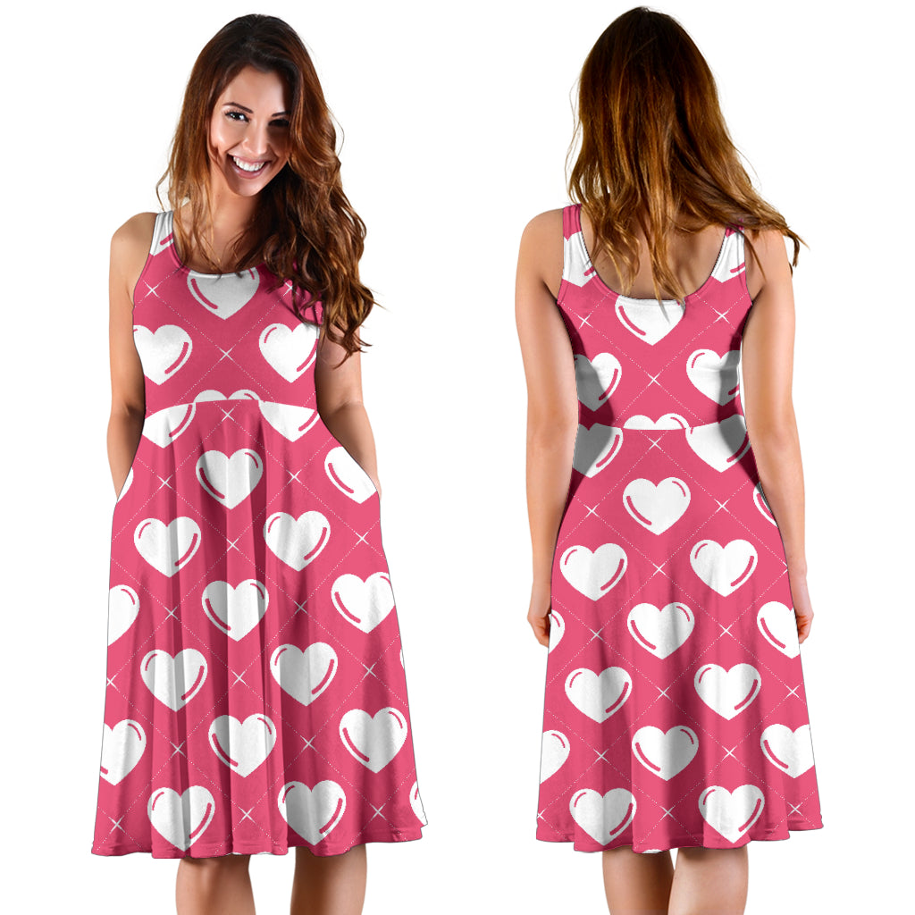 Heart Pattern Print Design HE07 Midi Dress