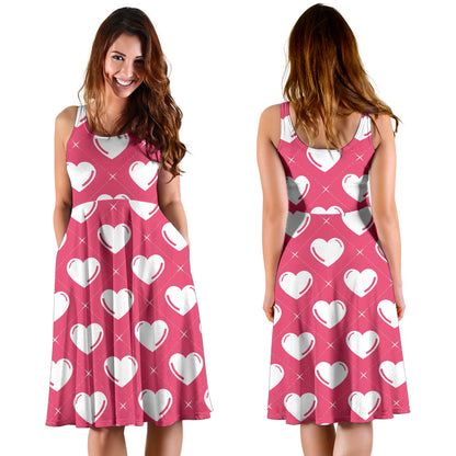 Heart Pattern Print Design HE07 Midi Dress