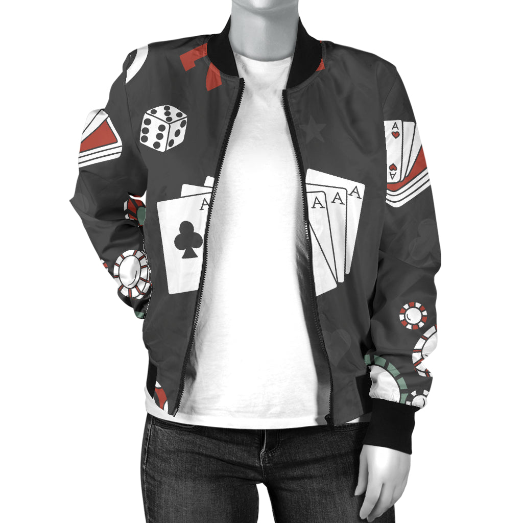 Casino Pattern Print Design 02 Women's Bomber Jacket