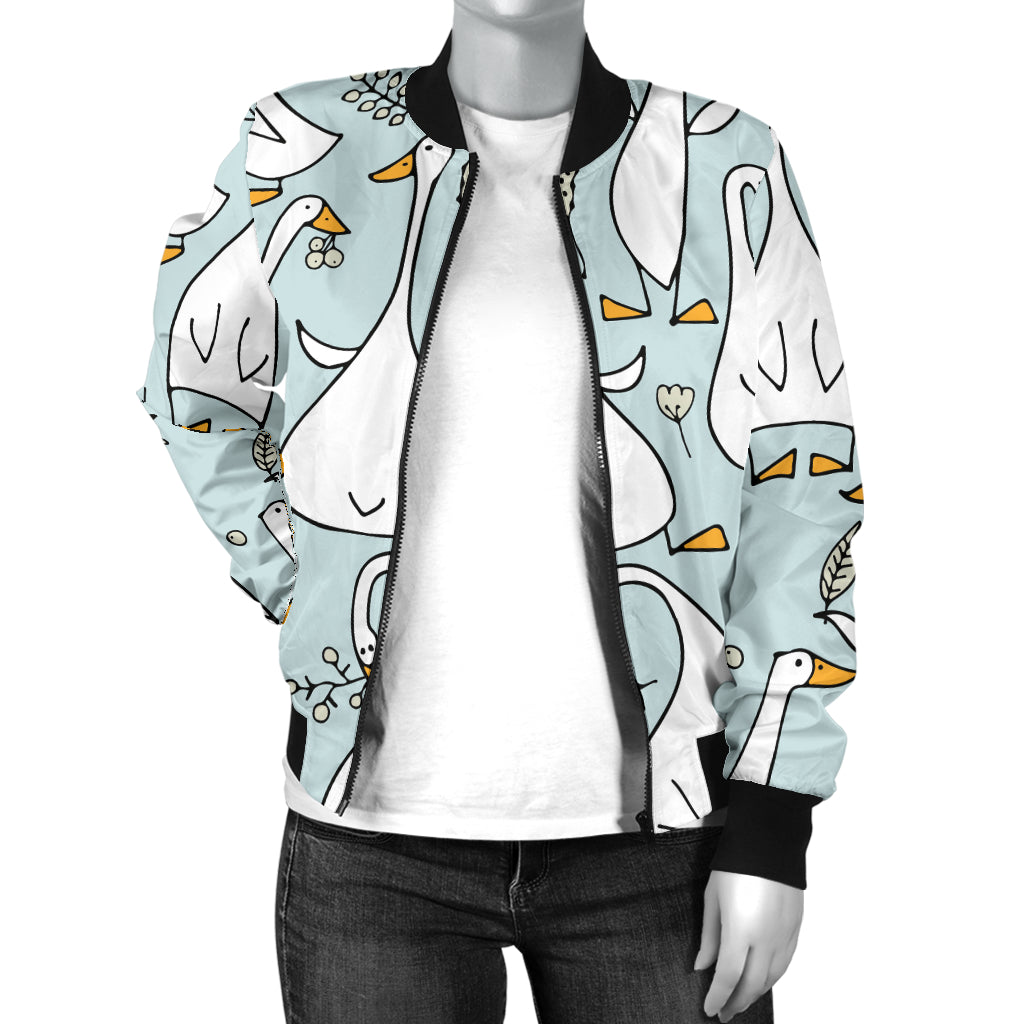 Goose Pattern Print Design 03 Women's Bomber Jacket