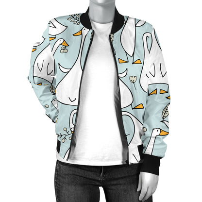 Goose Pattern Print Design 03 Women's Bomber Jacket