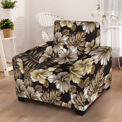 Brown Hibiscus Tropical Armchair Slipcover