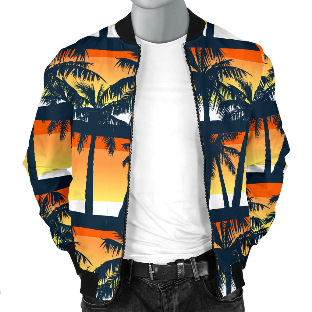 Palm Tree Pattern Print Design PT011 Men Bomber Jacket