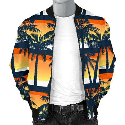 Palm Tree Pattern Print Design PT011 Men Bomber Jacket