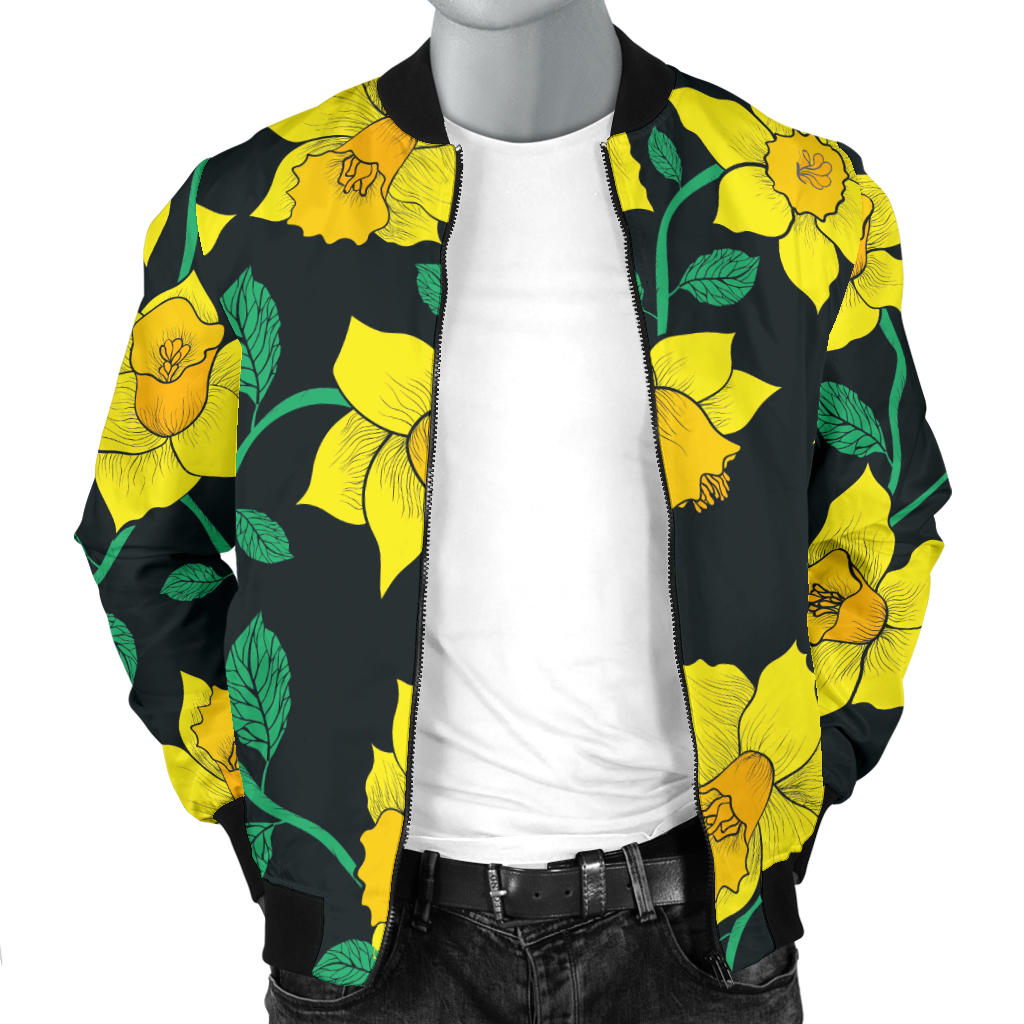 Daffodils Pattern Print Design DF03 Men Bomber Jacket