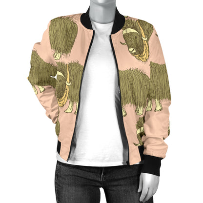 Yak Pattern Print Design 01 Women's Bomber Jacket