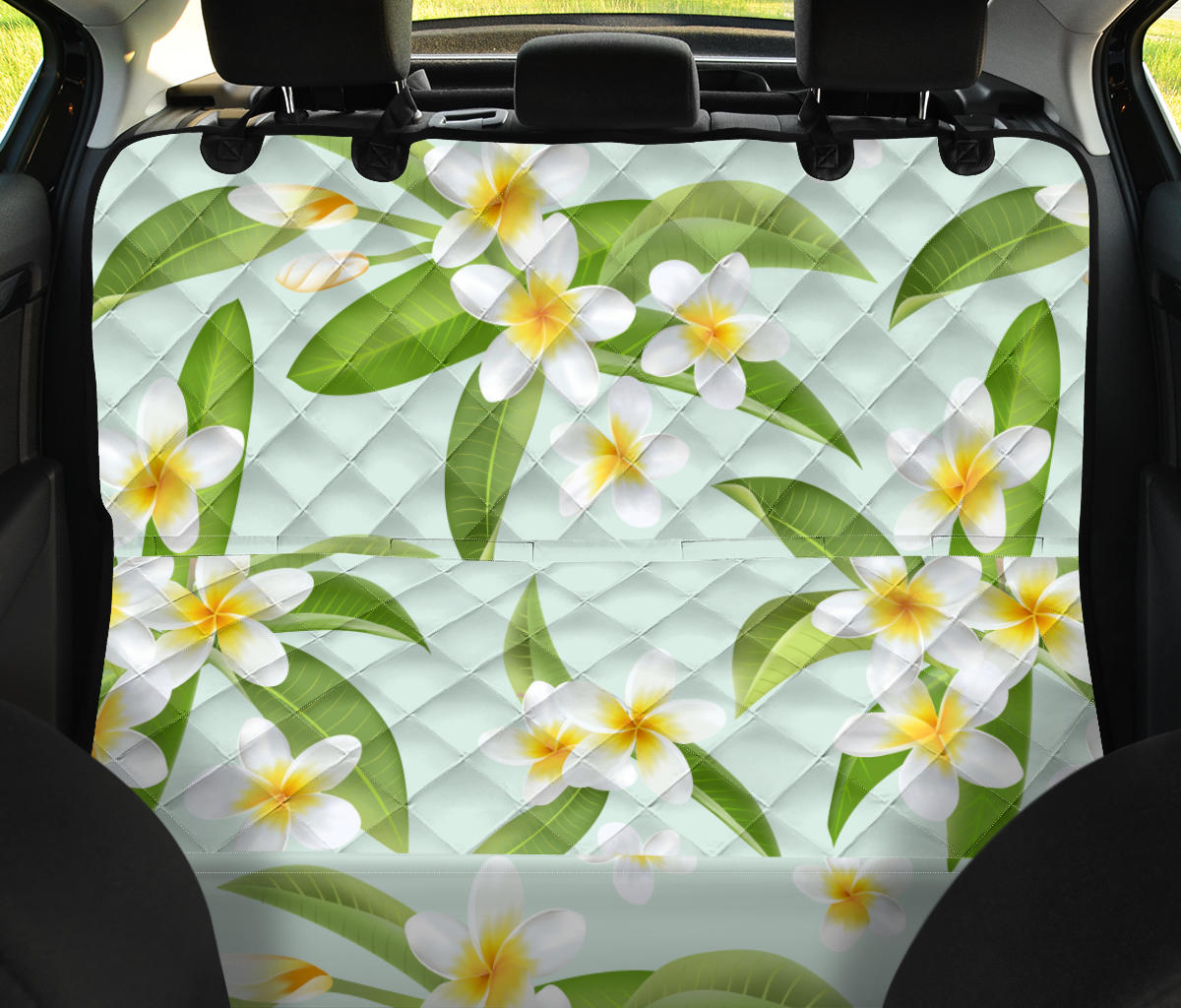 Yellow Plumeria Pattern Print Design PM024 Rear Dog  Seat Cover