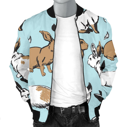 Rabbit Pattern Print Design RB018 Men Bomber Jacket