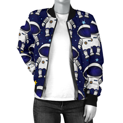 Astronaut Pattern Print Design 01 Women's Bomber Jacket