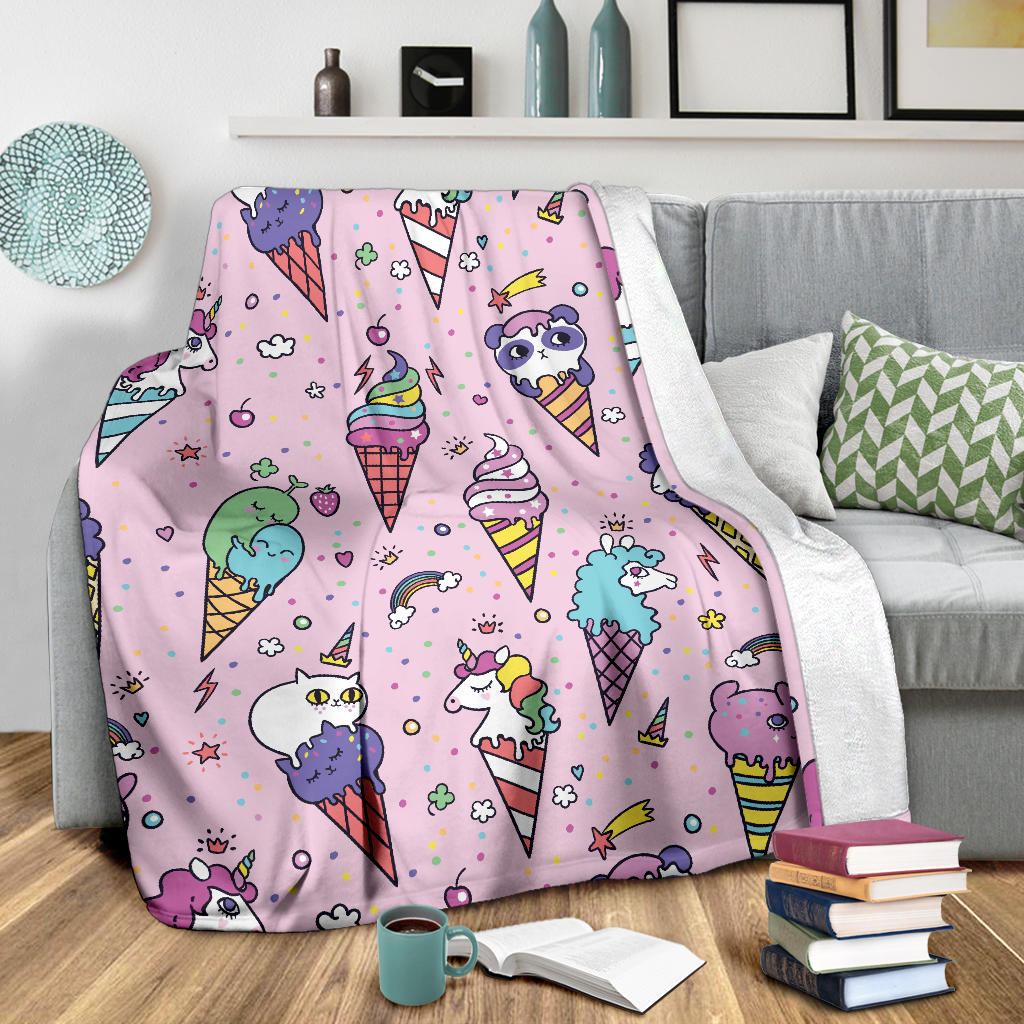 Ice Cream Pattern Print Design IC05 Fleece Blanket