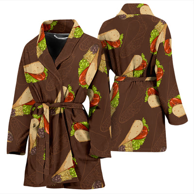 Taco Pattern Print Design TC08 Women Bathrobe