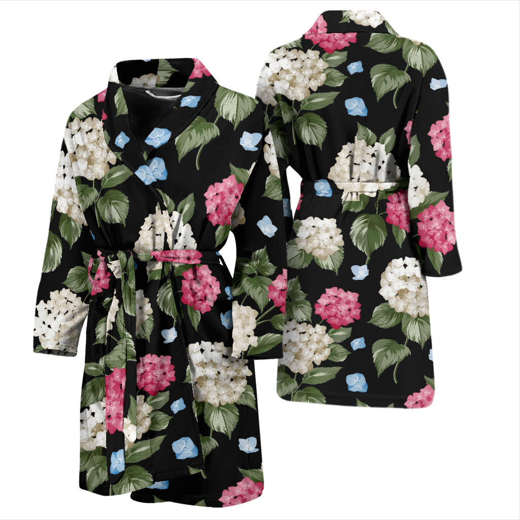 Hydrangea Pattern Print Design HD09 Men Bathrobe