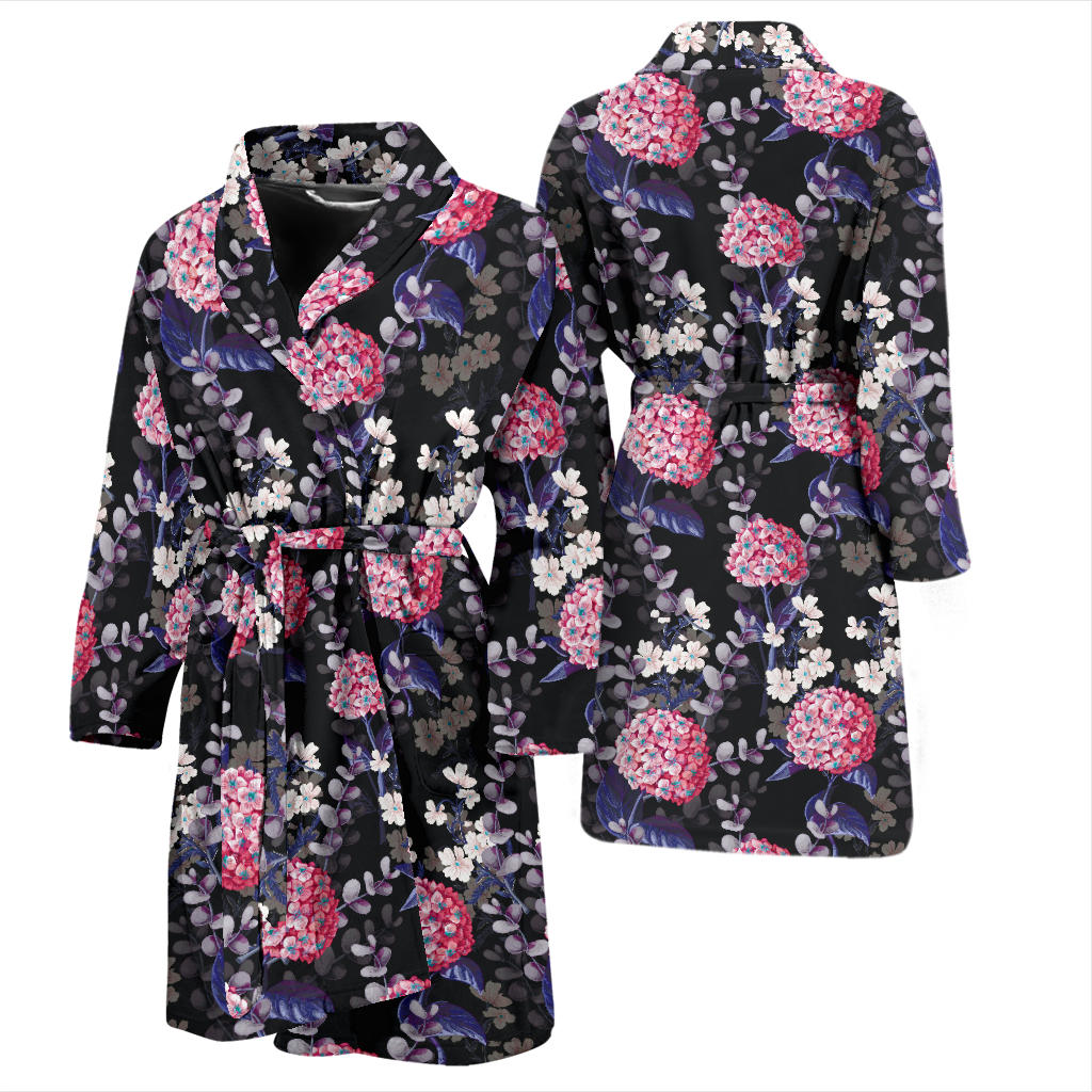 Hydrangea Pattern Print Design HD04 Men Bathrobe