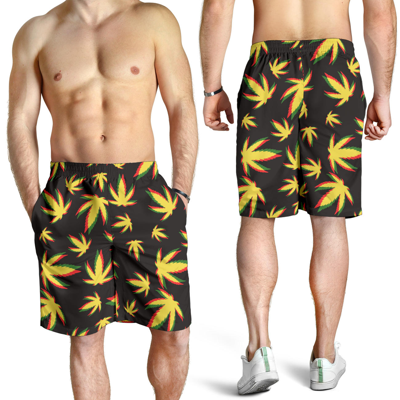 Pot Leaf Pattern Print Design A02 Mens Shorts
