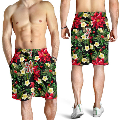 Poinsettia Pattern Print Design POT05 Mens Shorts