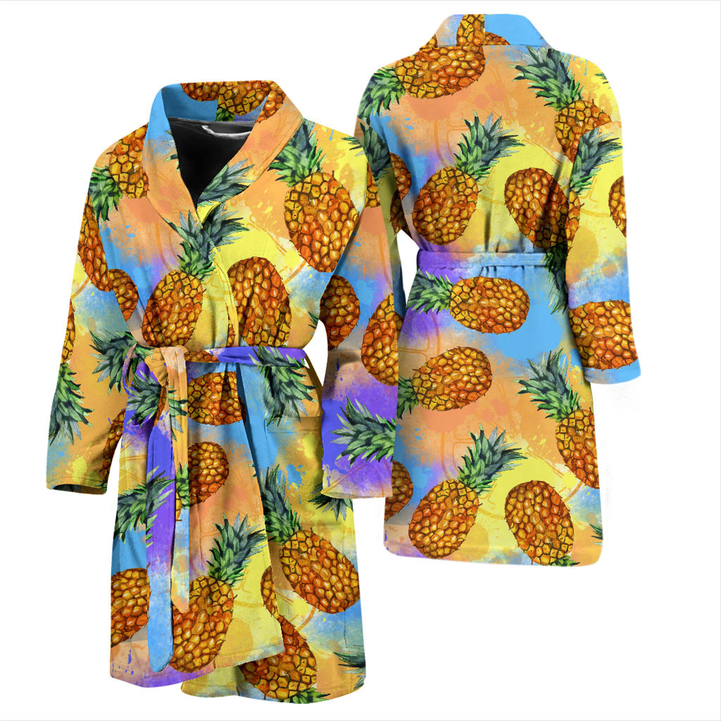 Pineapple Pattern Print Design PP09 Men Bathrobe