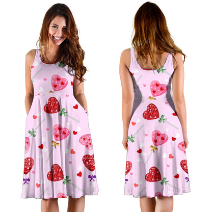 Lollipop Pattern Print Design LL07 Midi Dress