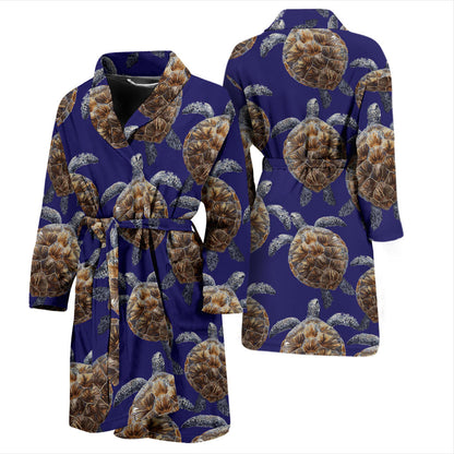 Sea Turtle Pattern Print Design T05 Men Bathrobe