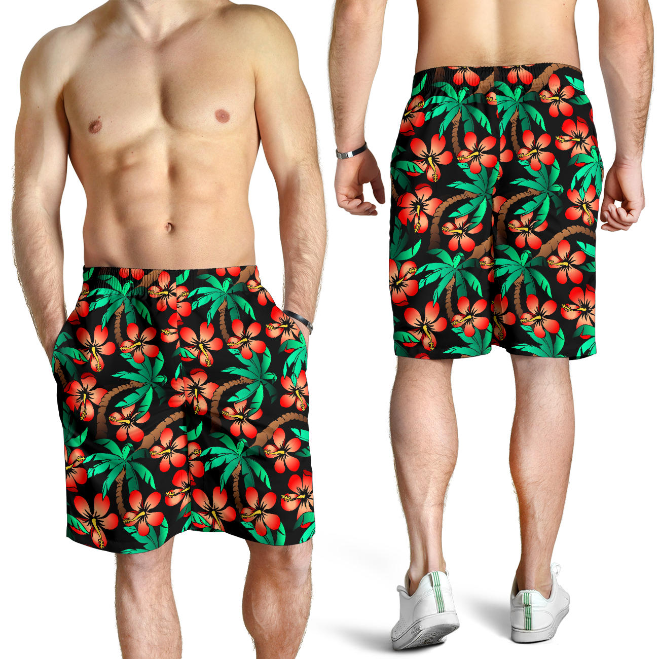 Hawaiian Themed Pattern Print Design H022 Mens Shorts