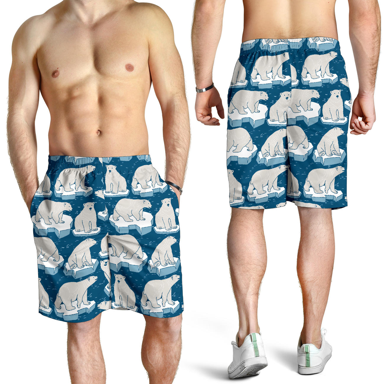 Polar Bear Pattern Print Design PB03 Mens Shorts