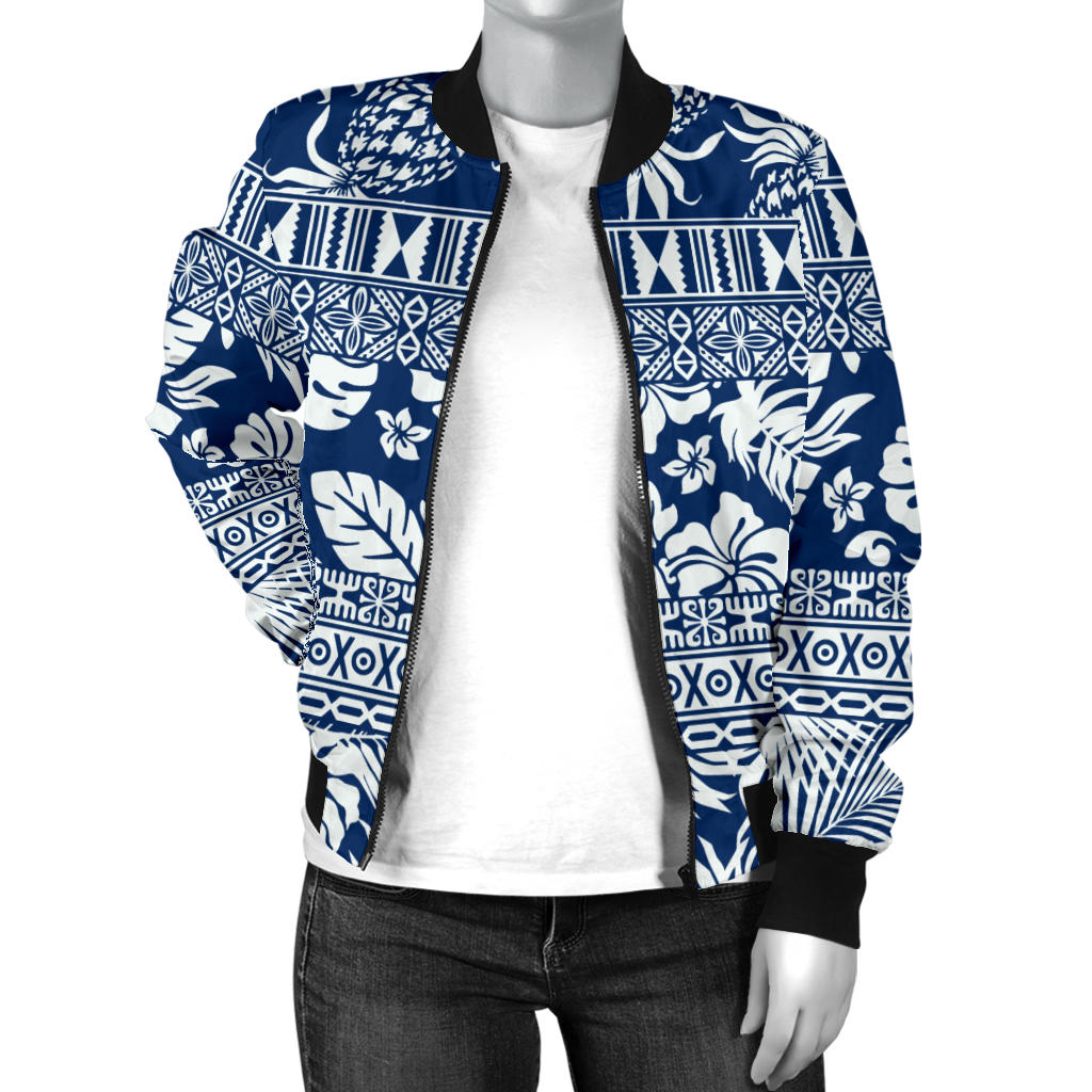 Hawaiian Themed Pattern Print Design H020 Women Bomber Jacket