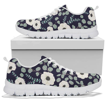 Anemone Pattern Print Design AM01 Sneakers White Bottom Shoes