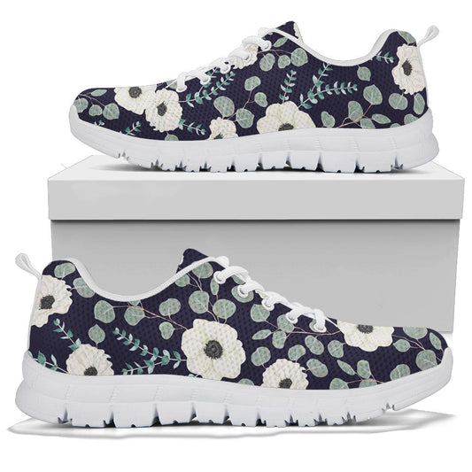 Anemone Pattern Print Design AM01 Sneakers White Bottom Shoes