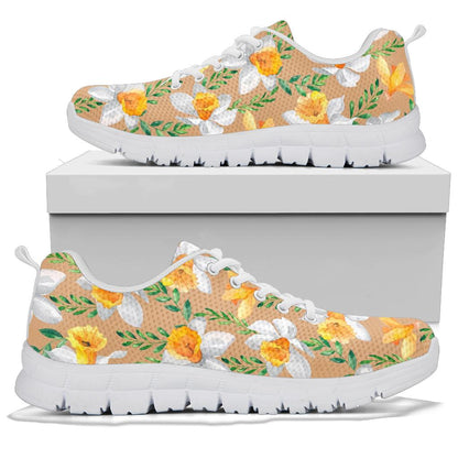 Daffodils Pattern Print Design DF04 Sneakers White Bottom Shoes