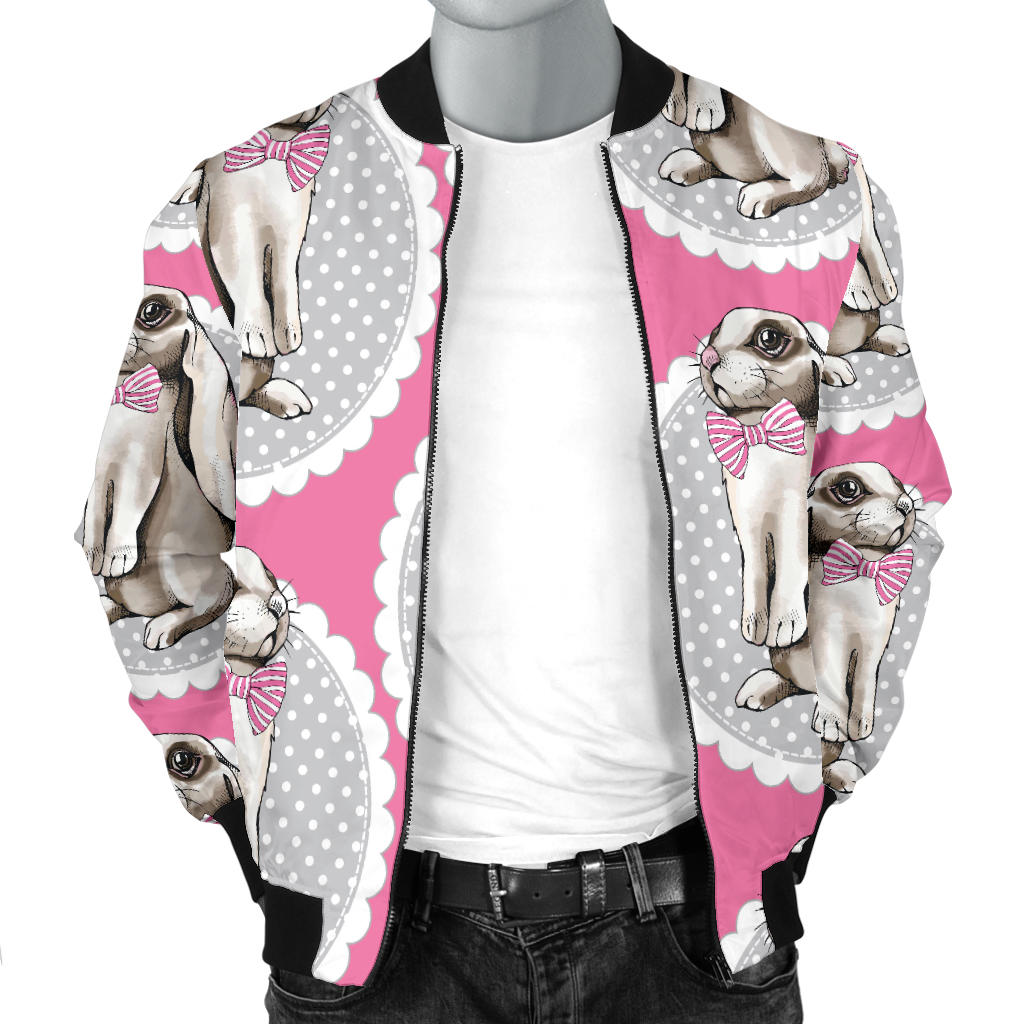 Rabbit Pattern Print Design RB019 Men Bomber Jacket