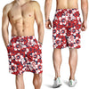 Red Hibiscus Pattern Print Design HB01 Mens Shorts