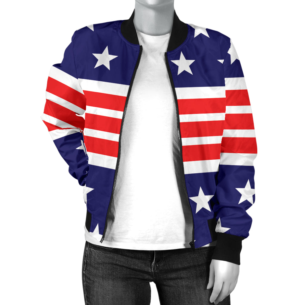 Patriotic Pattern Print Design A04 Women's Bomber Jacket