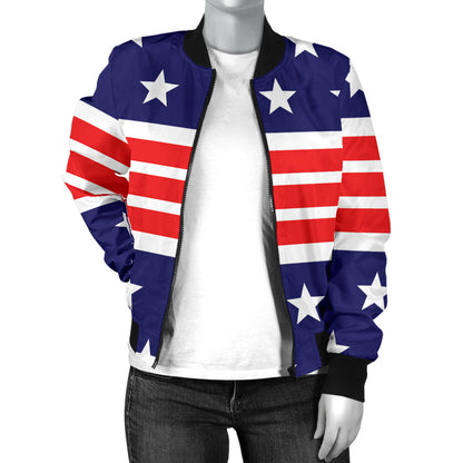 Patriotic Pattern Print Design A04 Women's Bomber Jacket