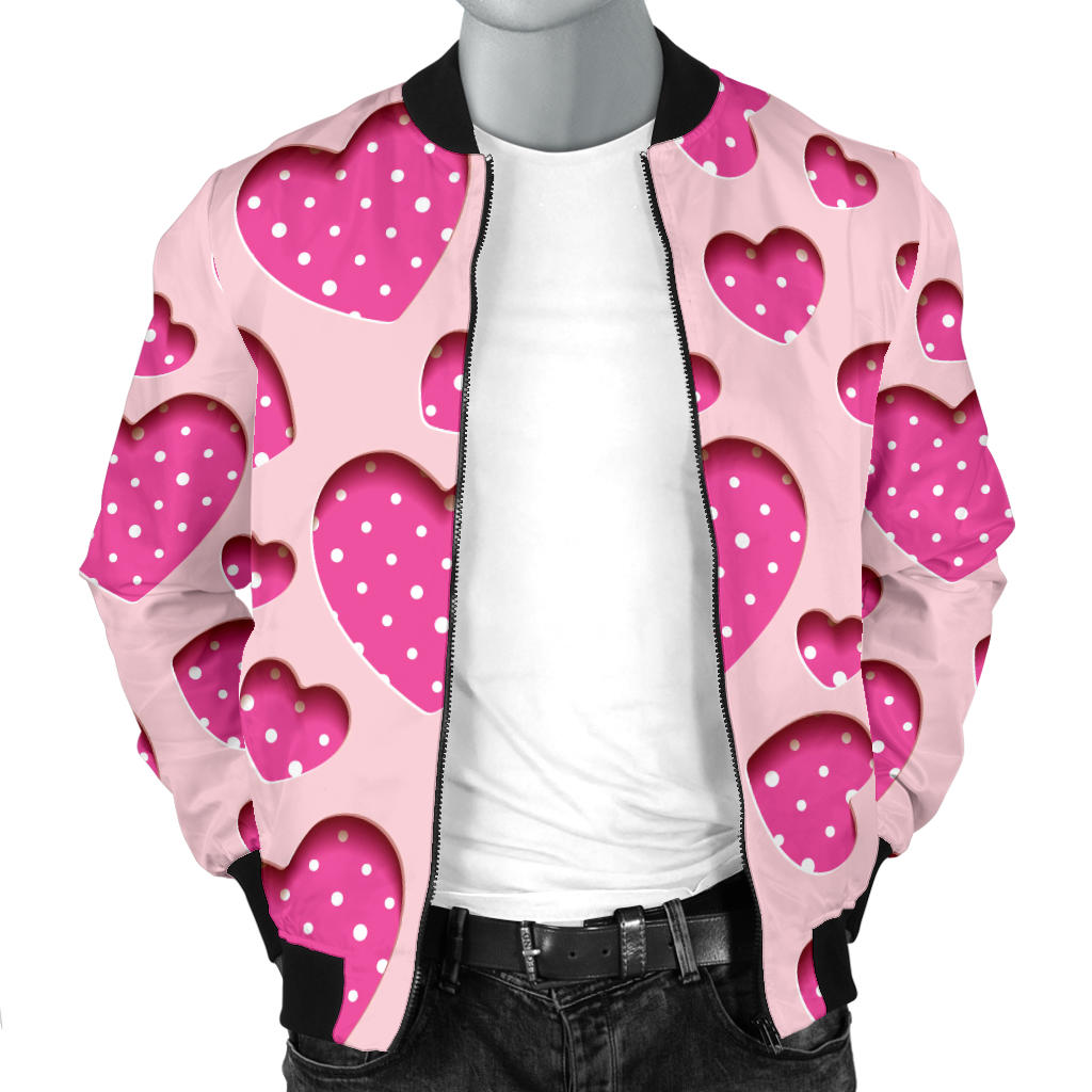 Heart Pink Pattern Print Design HE06 Men Bomber Jacket