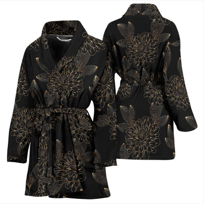 Dahlia Pattern Print Design DH04 Women Bathrobe