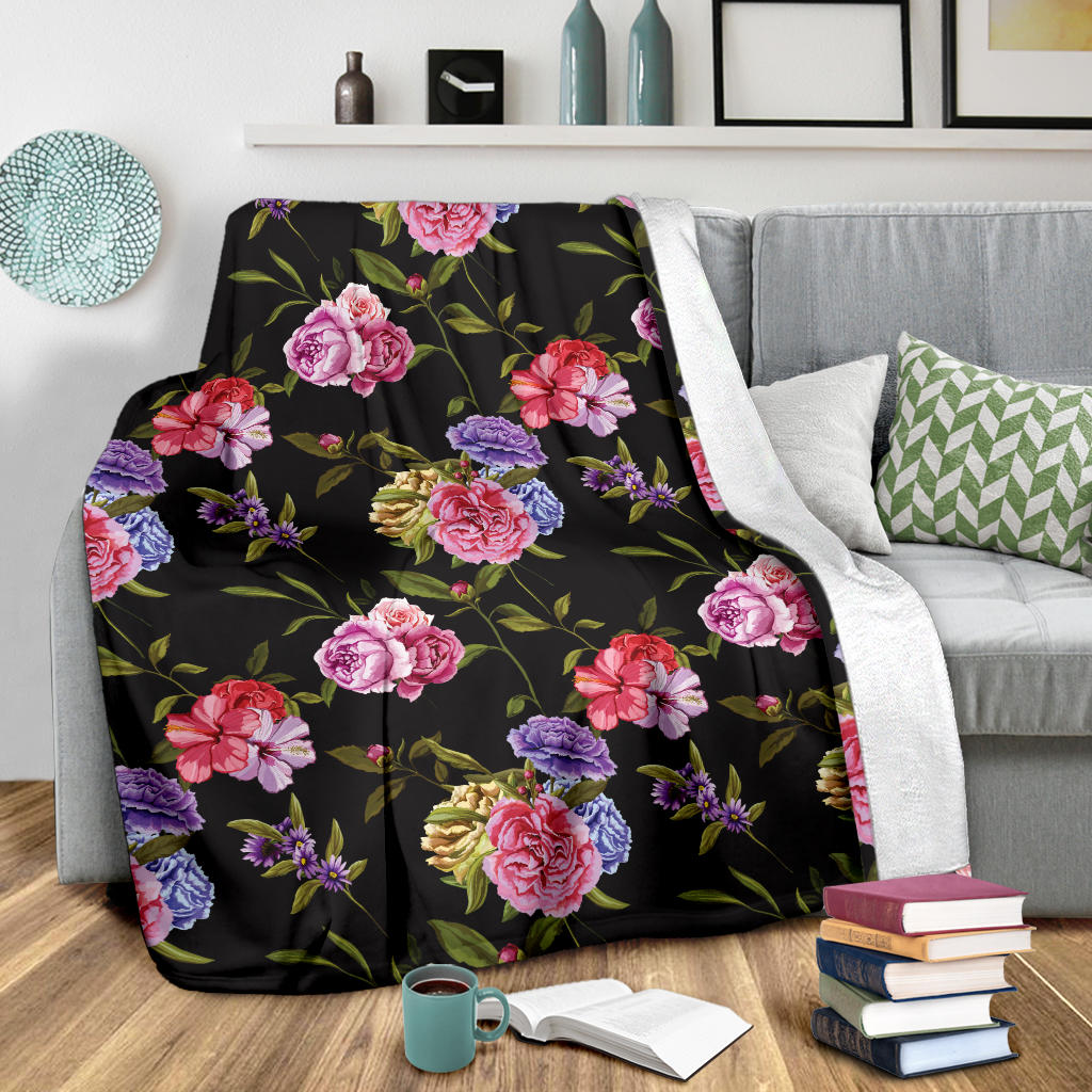 Carnations Pattern Print Design CN05 Fleece Blanket