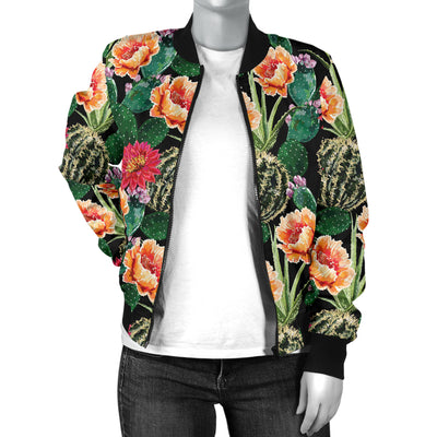 Cactus Pattern Print Design 06 Women's Bomber Jacket