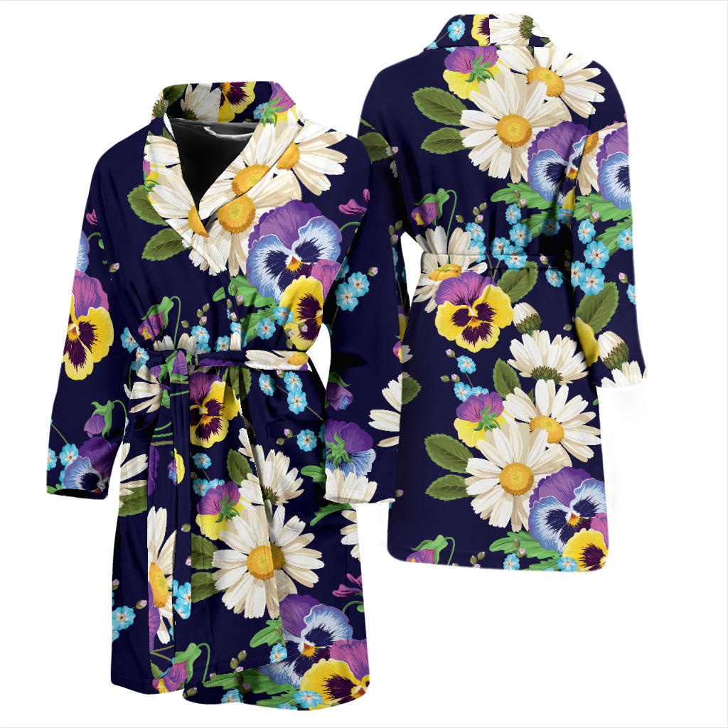 Pansy Pattern Print Design PS03 Men Bathrobe