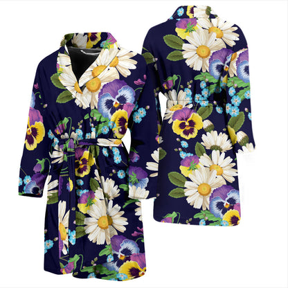 Pansy Pattern Print Design PS03 Men Bathrobe