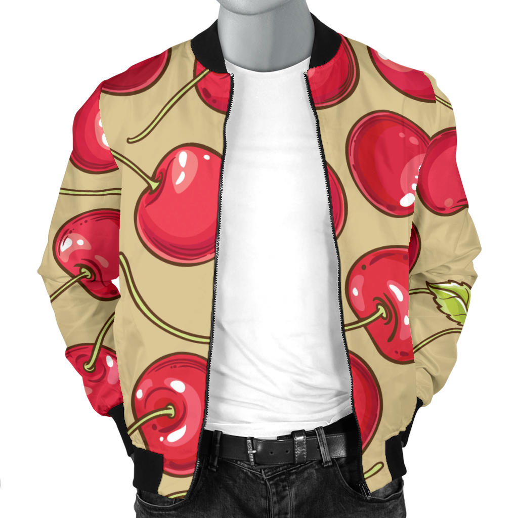 Cherry Pattern Print Design CH05 Men Bomber Jacket