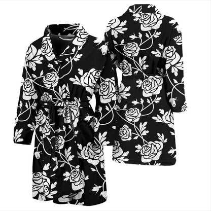 Rose Pattern Print Design RO013 Men Bathrobe