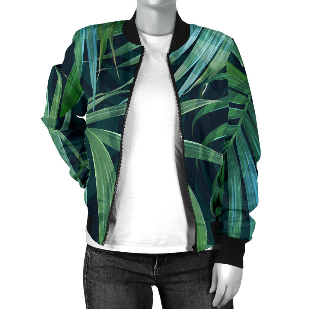 Tropical Flower Pattern Print Design TF011 Women Bomber Jacket